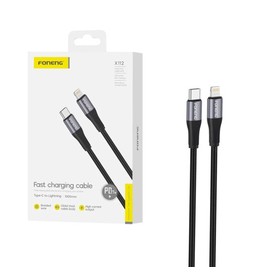 Foneng Cable X112 Lightning 2.4A 1m Black